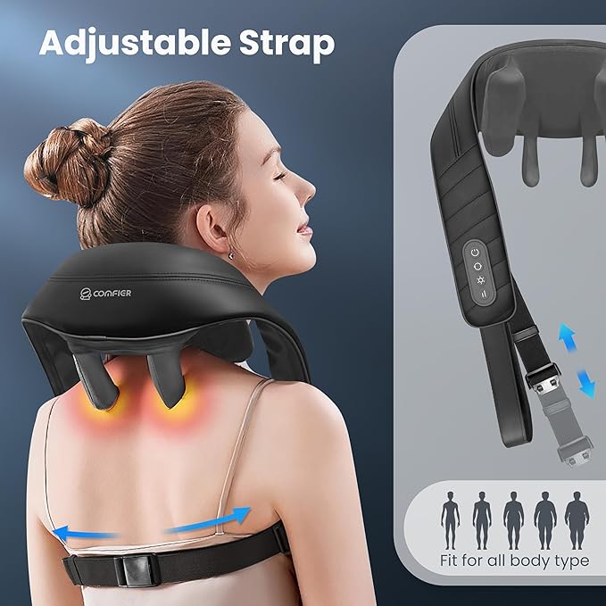 COMFIER Cordless Neck Shoulder Massager with Heat, Shiatsu Back Massager for Pain Deep Tissue, 4D Kneading Massager for Neck Shoulder, Gifts for Mom/Dad