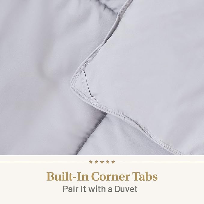 Lavish Comforts® Gray King Comforter – Fluffy Down Alternative Duvet Insert, Light Gray Comforter, All-Season Bedding, Hypoallergenic, Machine Washable, King Duvet Insert w/Corner Loops