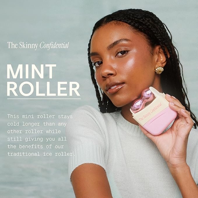 The Skinny Confidential Mint Ice Roller for Face - Compact Facial Skin Care Tools for Sculpting & Contouring - Cold Therapy Facial Rollers May Reduce Puffiness & Redness - Beauty Gifts for Women & Men