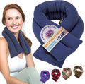 SunnyBay Microwave Heating Pad, Microwavable Heated Neck and Shoulder Wrap, Soothing Weighted Moist Heat or Ice Pack with Flaxseed and Lavender, 26x5 Inches, 2.5 lbs, Navy Blue