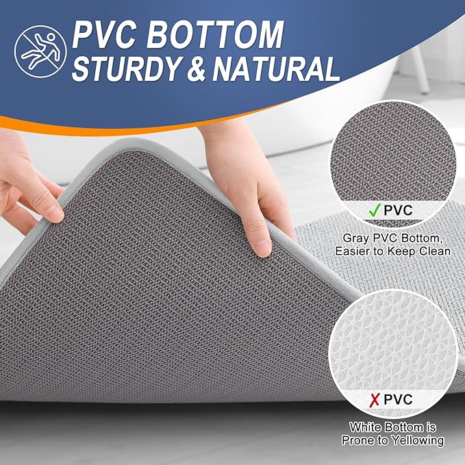 OLANLY Thick Memory Foam Bath Mat Rug 24x16, Extra Soft Absorbent Bathroom Rug, Quick Dry Bath Mats, Non-Slip, Machine Washable Carpet for Bathroom, Tub and Shower, Home Decor Accessories, Light Grey