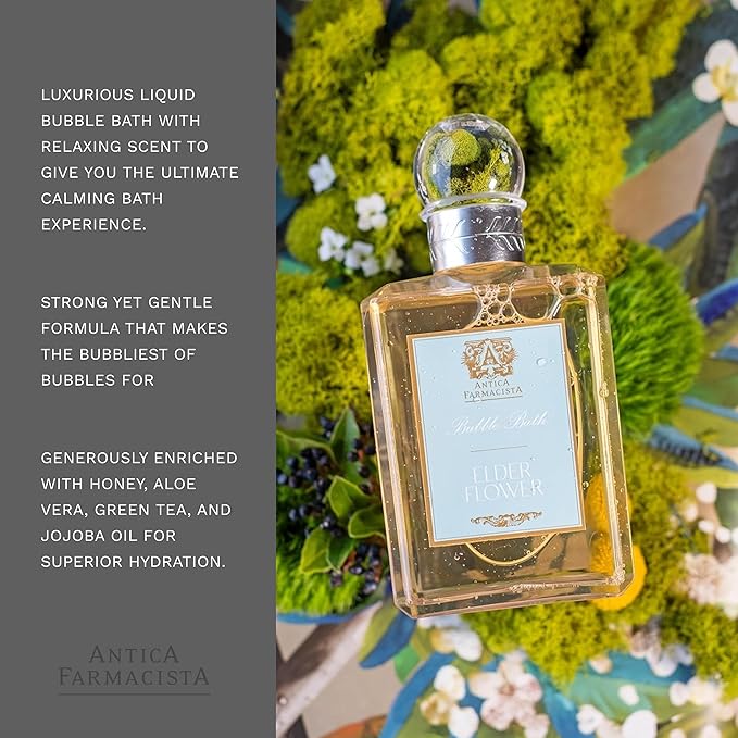 Antica Farmacista Bubble Bath - Relaxing Foam Bath with Honey, Jojoba Oil & Aloe Vera - Luxury Gift for Any Occasion - Elderflower, 16 fl oz