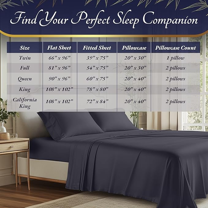 DECOLURE 100% Viscose Derived from Bamboo Sheets Twin Size 3pcs - Ultra Soft & Luxuriously Cooling, 17" Deep Pocket, Double Stitching, Perfect for Hot Sleepers - Twin Bed Sheets (Grey)