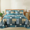 BEDIFANY Cotton Queen Size Quilt Sets, Lightweight Bedspread Queen Size Coverlet Boho Queen Quilt, Soft Farmhouse Queen Quilt Bedding Sets for Bed Decorations for All Seasons (3 Pieces, Blue)