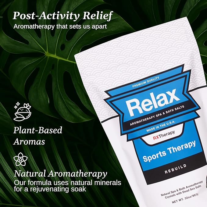 Relax Spa & Bath, Epsom & Dead Sea Salts, Aromatherapy Bath Salts for Hot Tub, Bath, or Spa, Infused with Magnesium, Sports Therapy