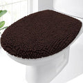 OLANLY Soft Chenille Bathroom Toilet Lid Cover, Machine Washable Seat Covers, 17.5x15, Stays in Place with Rubber Backing, Fits Most Round, Elongated and Oblong Lids, Bathroom Accessories Decor, Brown