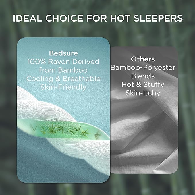 Bedsure Twin XL Sheet Set Dorm Bedding, Cooling Sheets Twin Extra Long Sheets, Rayon Derived from Bamboo, Deep Pocket Up to 16", Hotel Luxury Silky Bedding Sheets & Pillowcases, Dark Grey