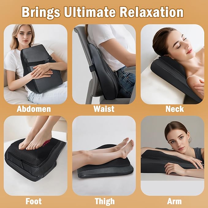 Joyset Back Massager with Heat,Neck Massager for Back Pain Deep Tissue,4D Kneading Shiatsu Lower Back Massage Pillow for Neck Shoulder Legs,Gifts for Mom,Dad,Women,Men