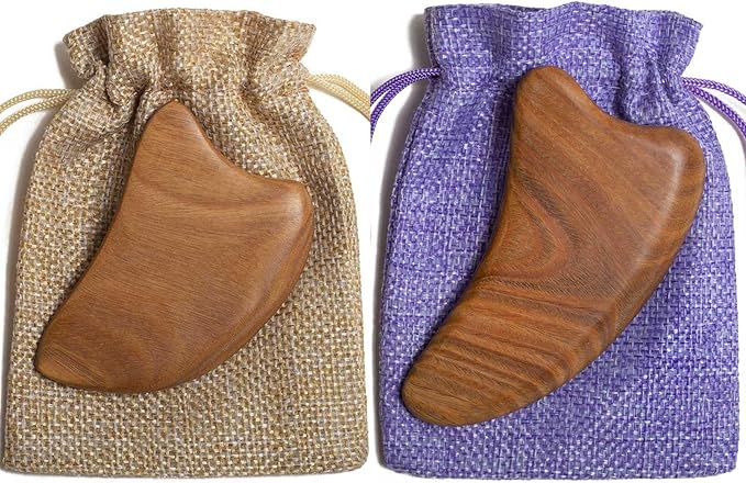Gua Sha Tool for Face, 2 Pack Wooden Gua Sha Facial Tools Reduce Puffiness for Women - Green Sandalwood