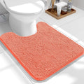OLANLY Toilet Rugs U-Shaped 24x20, Extra Soft Absorbent Chenille Contour Bathroom Rugs for Toilet, Dry Quickly, Machine Washable, Non-Slip Bath Mat, Coral