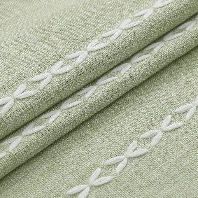MitoVilla Sage Green Boho Extra Long Shower Curtain 72 x 84, Modern Farmhouse 84 inch XL Rustic Polyester Linen Tassel Heavy Duty Shower Curtain Set with Hooks for Cottagecore Country Bathroom Decor