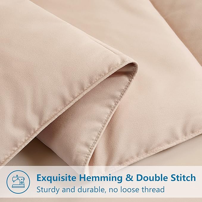EASELAND Full Size Down Alternative Comforter - Quilted Duvet Insert for All Seasons, Soft Lightweight with Corner Tabs, Summer Winter Warm Bedding, Beige 82×86 Inches
