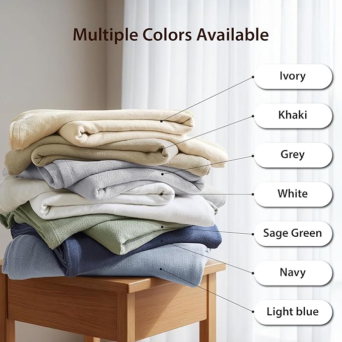 King Size Blanket, 70% Rayon (Derived from Bamboo) and 30% Cotton, Lightweight Jacquard Weave, Breathable and Soft Summer Blanket for Bed or Couch, 108” x 90”, Sage Green