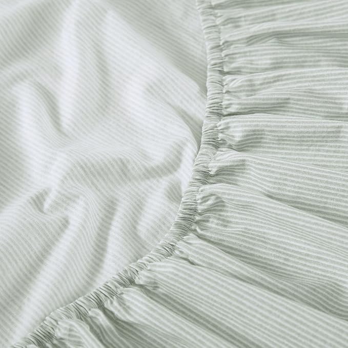 Tommy Bahama - King Sheets, Washed Percale Cotton Bedding Set, Soft & Breathable Bedroom Decor with Deep Pockets (Island Cays Stripe Green, King)