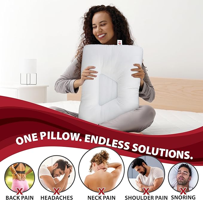 Core Products Tri-Core Cervical Support Pillow – Firm Orthopedic Neck Pillow for Pain Relief, Great Gift for Back and Side Sleepers – Ergonomic Contour Pillow – Assembled in USA, Petite Size