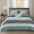 Madison Park Essentials Full Comforter Set, Bed in a Bag Full, Watercolor Print Coastal Comforter & Chambray Cotton Sheet Set, All Season Bedding Set, Saben, Aqua Full (78 in x 86 in) 9 Piece