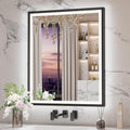 Keonjinn 30" x 36" LED Bathroom Mirror with Frontlit & Backlit, Black Metal Framed Mirror for Wall, Antifog, Stepless 3 Colors Temperature, UL-Listed LED Driver, Tempered Glass