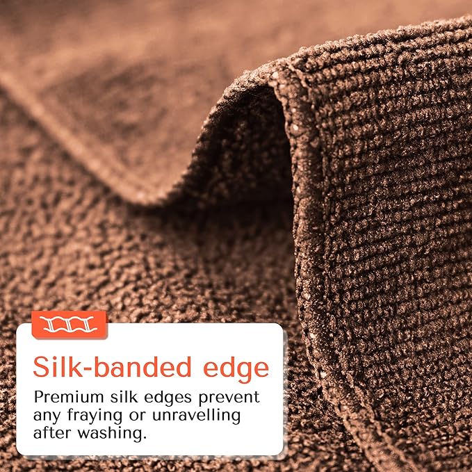 TASALON Microfiber Hair Towel for Salon - 10 Pack - 29 x 16 Inches, Quick Dry and Ultra-Soft Facial Towels with Soft Absorbant - Brown