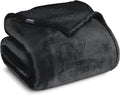 Bare Home Sherpa Fleece Blanket - Twin/Twin Extra Long - Blanket for Bed, Sofa, and Couch - Warm & Lightweight - Fluffy & Soft - Reversible (Twin/Twin XL, Black with Black Sherpa)