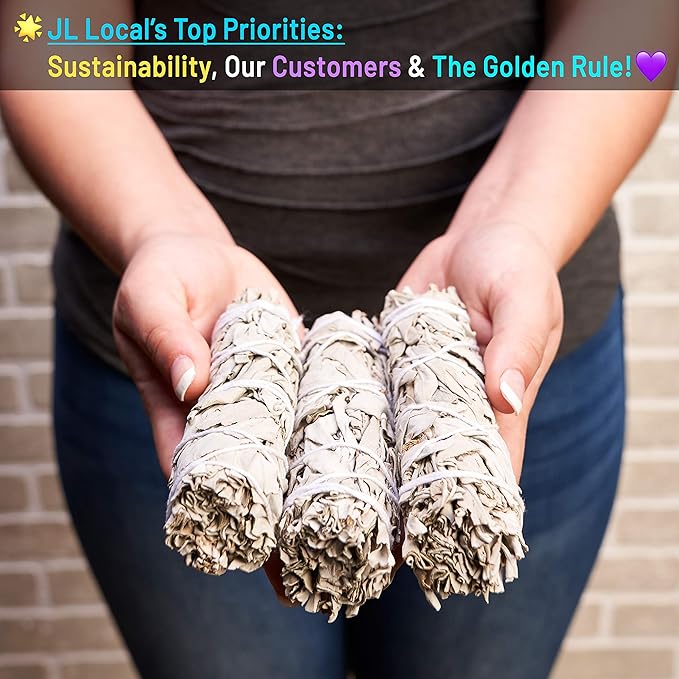 JL Local Wanderlust 9” White Sage Smudge Stick - Extra Large Smudging Wand Incense Stick for Cleansing, Purifying, Healing, Meditation, Yoga, Blessing (6 Pack)
