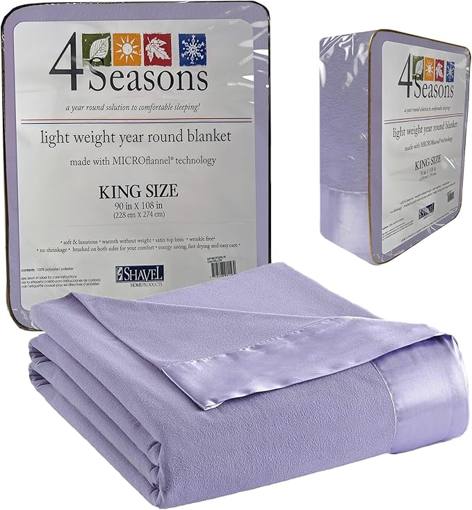 Thermee Micro Flannel Shavel King-Size All Seasons Lightweight Sheet Blanket, Machine Wash & Dry, No Pilling, 90Lx108W, Lilac