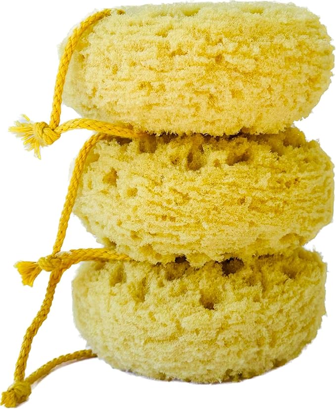 Michelle's Melting Pot Exfoliating Foam Sea Sponge, Natural Feel, Shower Loofah, Bath Sponge, Rich Lather (Set of 3)