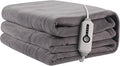 Electric Heated Blanket 50"x60" Throw Size, Soft Coral Fleece with 4 Heating Levels and 3 Hours Auto-Off, Machine Washable, Cozy Plush Fabric for Home, Light Grey