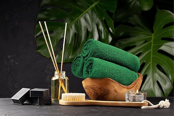 Softolle Salon Towels – Pack of 24 (16"x27") 100% Cotton Ring Spun – Ultra Soft, Highly Absorbent Hand Towels – Bulk for Spa, Gym & Salon (Dark Green, Salon Towels – Pack of 24 (16"x27"))