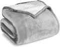 Bare Home Sherpa Fleece Blanket - Throw/Travel Size - Blanket for Bed, Sofa, and Couch - Warm & Lightweight - Fluffy & Soft - Reversible (Throw/Travel, Light Grey)
