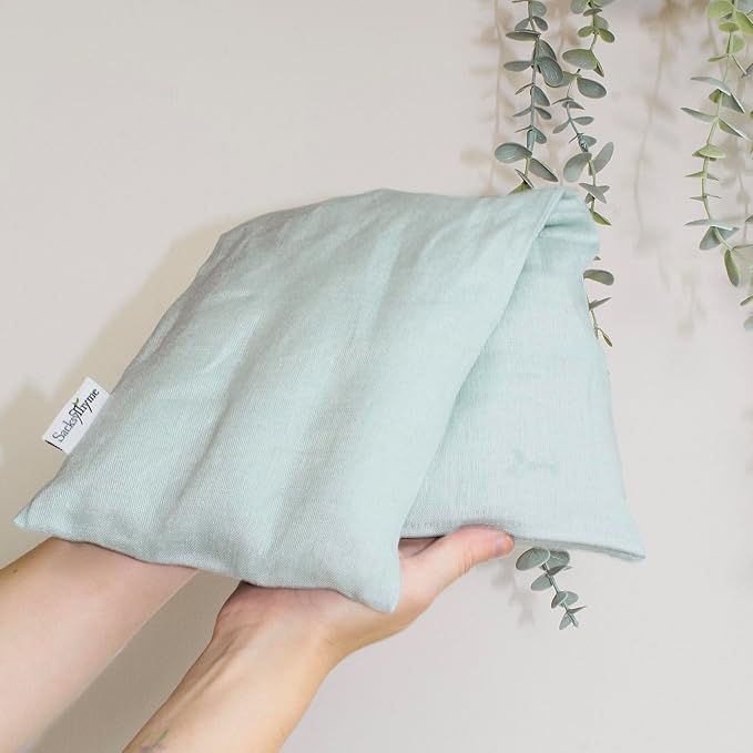 Sacksy Thyme Microwave Heating Pad - 100% Linen Cover, Unscented, Size 18x7, Comforting Heat Pad for Cramps, Back,Neck,Shoulders, Leg Pain, Hot Microwavable Heat Pack, Color: Silver Sage, Made in USA