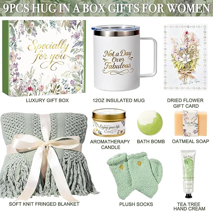 Christmas Birthday Gifts for Women Spa Care Package, Get Well Soon Gifts for Women, Self Care Gift Baskets, Thinking of You Sympathy Gift Box for Mom, Her, Friend, Sister, Wife