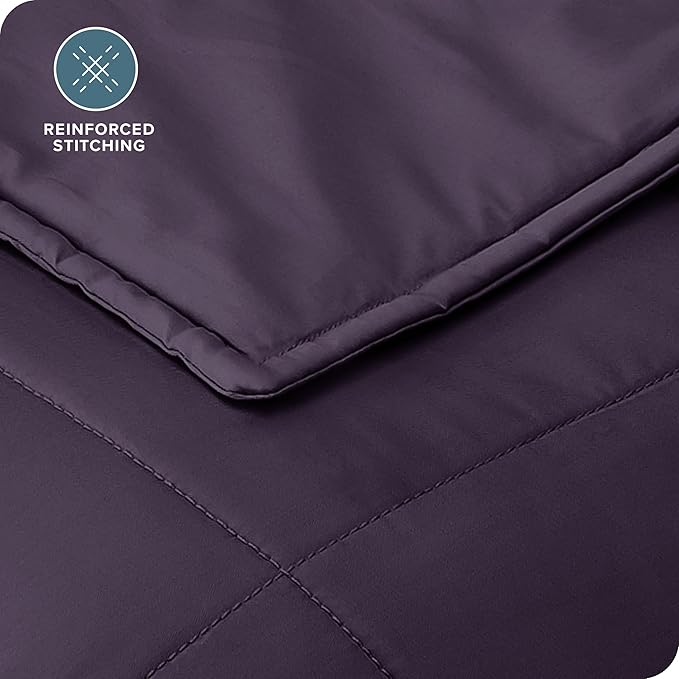 Bare Home Weighted Blanket Full or Queen Size 15lb (48" x 72") for Adults - All-Natural 100% Cotton - Premium Heavy Blanket Nontoxic Glass Beads (Eggplant, 48"x72")