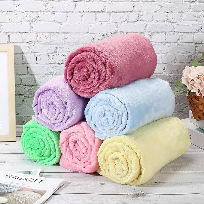 18 Pieces Fleece Blankets Bulk for Wedding 50 x 60 Inch Soft Lightweight Flannel Throw Blankets Bulk for Wedding Guests Home Outdoor Couch Sofa Bed Gifts(Multi Colors)