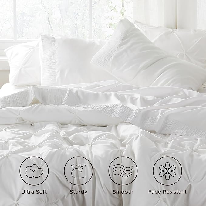 Bedsure King Size Sheets Set - 4 Pieces Soft King Sheets - Breathable & Cooling - Hotel Luxury - Easy Care Polyester Microfiber Bedding for Women, Men, White