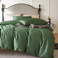 PURE ERA Duvet Cover Set 800 Thread Count Long Staple Cotton Sateen Silky Soft Luxurious Smooth 3 Piece Set Forest Green Cal King