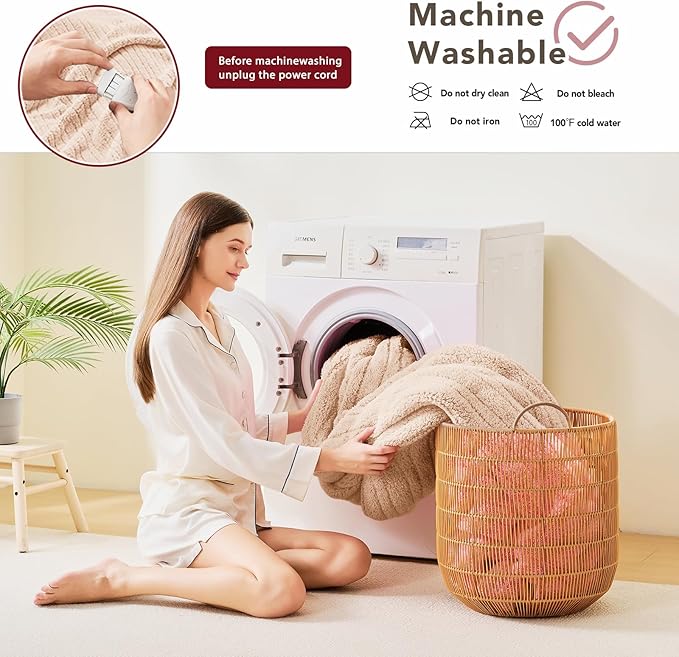 Heated Electric Blanket King Size - 100"x90" Flannel Heating Blanket with 10 Heating Levels & 5 Time Settings Over-Heat Protection, Winter Warmer for Adults with ETL Certification（Beige）