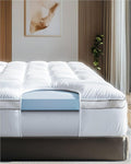 ViscoSoft 4 Inch Pillow Top Memory Foam Mattress Topper Short Queen - Cooling Hybrid Lux Dual Layer RV/Camper Mattress Pad - CertiPUR-US Certified