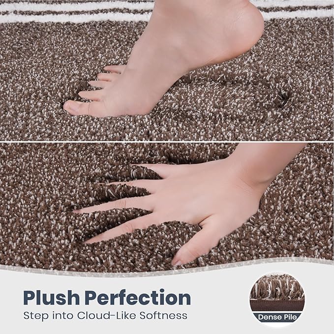 PURRUGS Bathroom Rug Non-Slip Machine Washable 30" x 46", Super Absorbent and Quick Dry Shaggy Microfiber Bath Mat, Extra Soft and Plush Bath Rug for Bathtub, Shower and Sink, Brown