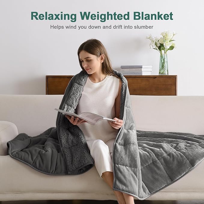Lofus Weighted Blanket for Adults(20 lbs, 60" x 80"), Queen Size Heavy Blanket Machine Washable, Soft Weighted Blankets for Stress Relief and Sleep Promotion-Grey