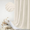Boho Farmhouse Shower Curtain, 72 x 72 Tufted Chevron Textured Striped Modern Farmhouse Minimalist Cream Shower Curtain for Bathroom