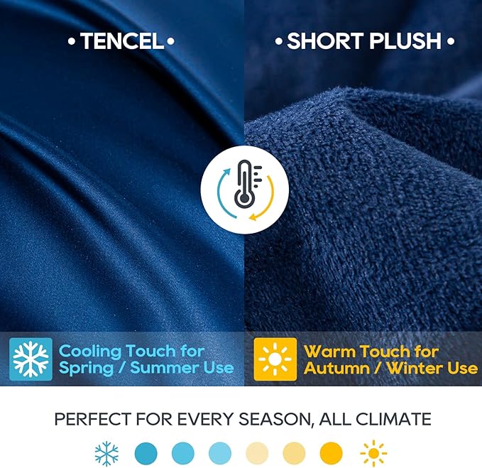 King Size Weighted Blanket 35lb(88''x104'', Dual-Sided), Cozy Warm Velvet & Cooling Tencel Fabric Reversible King Weighted Blanket for Adults & Couple All Season Use - Carry Bag Included, Navy Blue