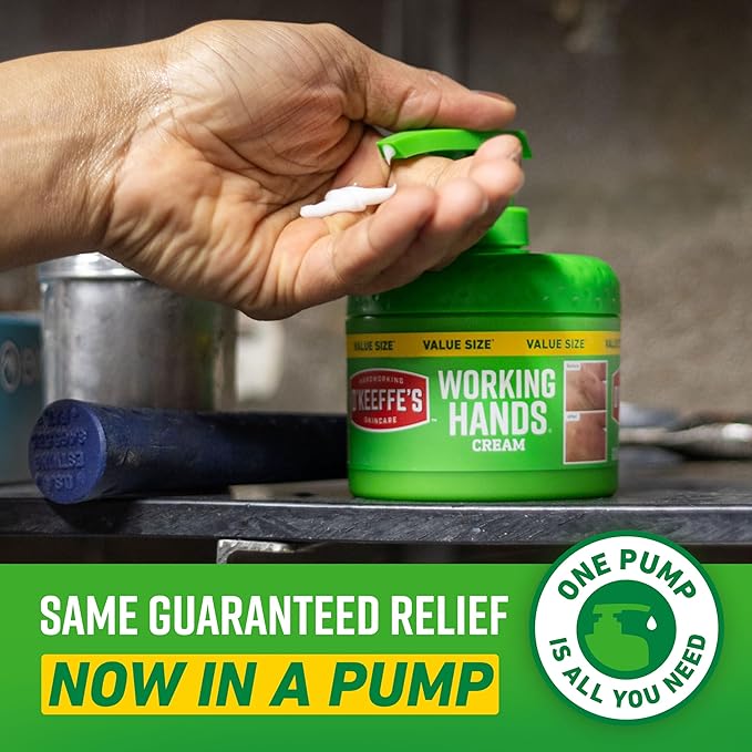 O'Keeffe's Working Hands Hand Cream in a Pumpable Jar for Extreme Dryness – 10oz Pump (1 Pack) - Repairing Skincare for Cracked, Dry Hands