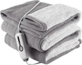 Heated Electric Throw Blanket 50" x 60" Size, Polar Fleece 4 Temperature Settings & 3 Hours Auto-Off Soft Fleece Cozy and Comfortable Machine Washable, Home Office Use - Light Grey