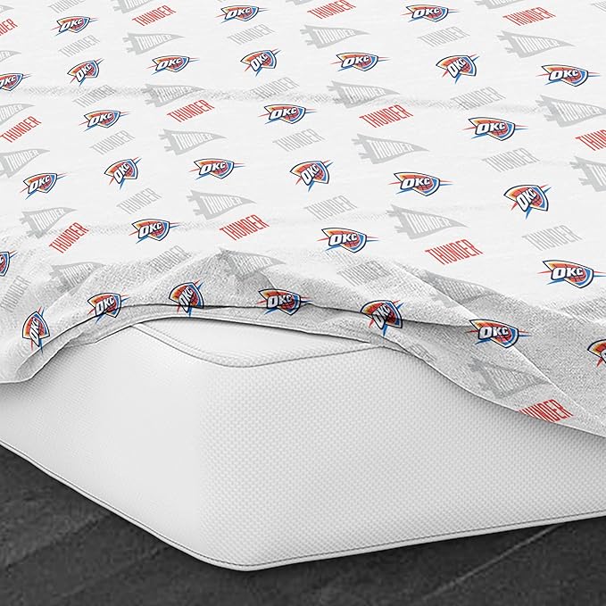 Northwest Officially Licensed Oklahoma City Thunder NBA Twin Size Sheet Set – Soft Team Logo Bedding for Dorms, Bedrooms, Fan Caves & Game Day Style