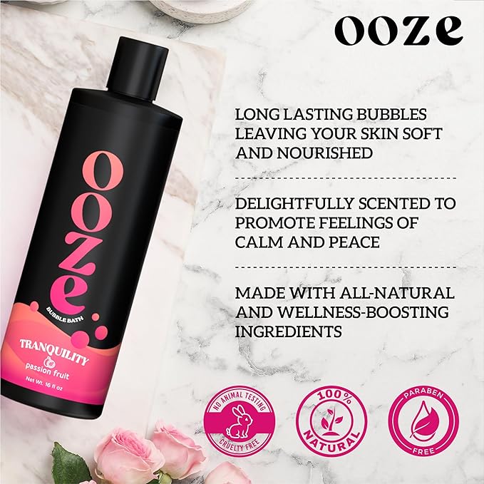 OOZE Bubble Bath Set for Women (16oz ea) Lavender, Eucalyptus & Passion Fruit - Bath and Body Spa Gift Set, Spa Gift for Her - Zero Parabens, Cruelty-Free, Made in The USA