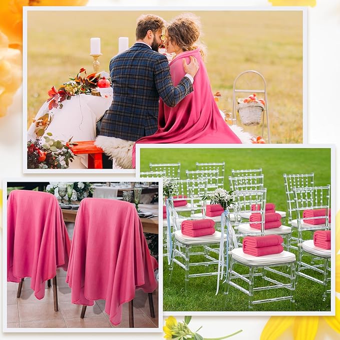 24 Packs Fleece Throw Blanket Soft Warm Lightweight Fleece Blanket Cozy Throw Bulk for Bed Couch Sofa Home Office Wedding Gifts Suitable for Seasons, 50 x 60 Inches(Peach Pink)