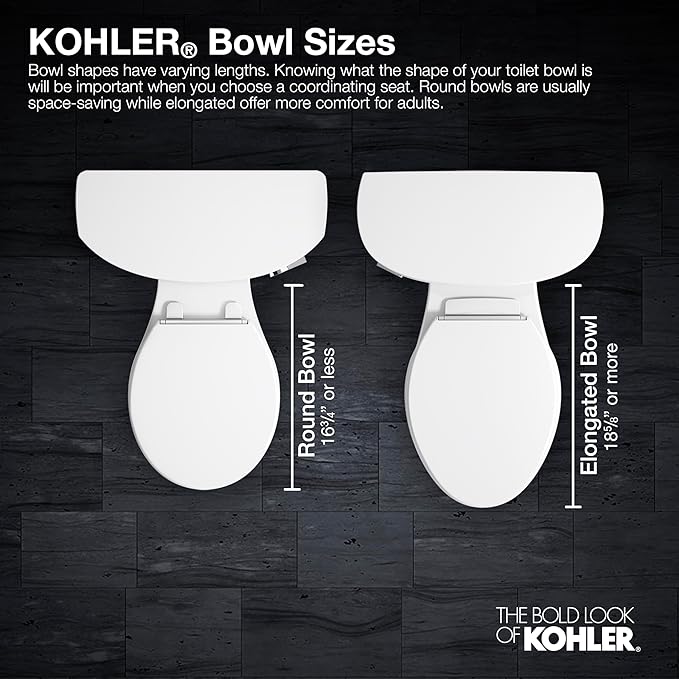 KOHLER 57777-WCF-0 Cymbal ReadyLatch Quiet-Close Soft Close Toilet Seat Elongated, Flexible CoreFlex Material, Wider Toilet Seat Surface, Home Essentials, White