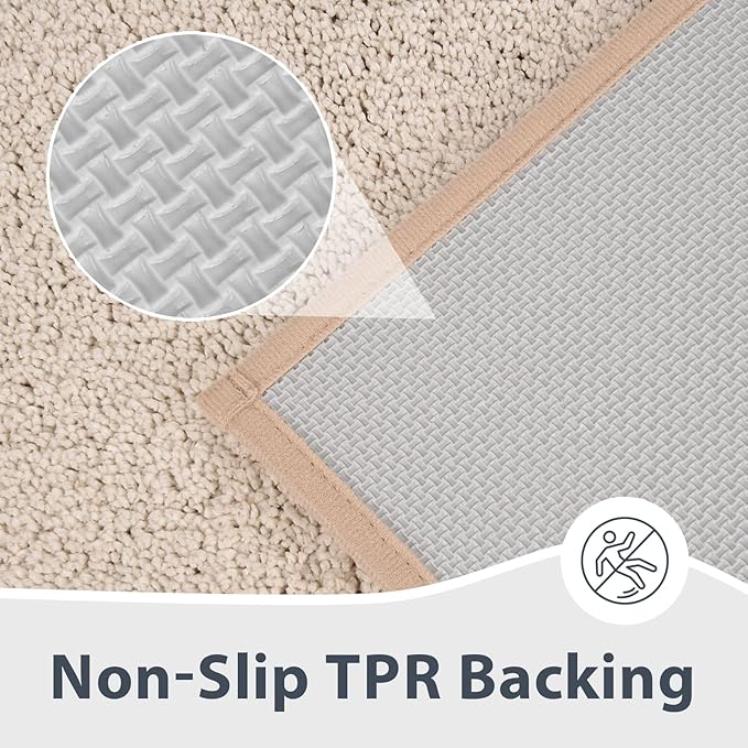 Bathroom Rugs U-Shaped 20" x 24", Non-Slip Extra Soft Absorbent Bath Rugs, Machine Washable Quick Dry Bath Mats for Toilet Base, Beige & Grayish Brown