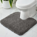 Toilet Rug 22x24 Dark Grey Non Slip Fluffy Toilet Floor Mat U Shaped Washable Bathroom Contour Rug for Toilet Absorbent Thick Toilet Carpet