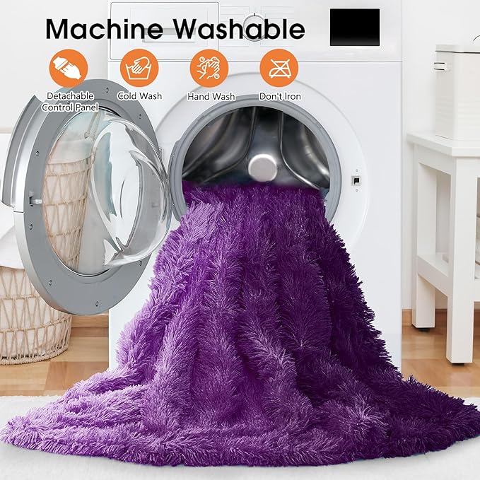 Heated Electric Blanket Throw,Warm Winter Birthday Gifts for Women Her Grandma-Faux Fur with Soft Sherpa,10 Heat Settings,5 Time Settings with Fast Heating, 50x60, Mystic Purple